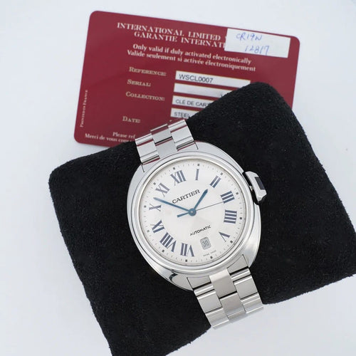 Montre Cartier Clé - Montre automatique en acier cadran argenté 58 Facettes
