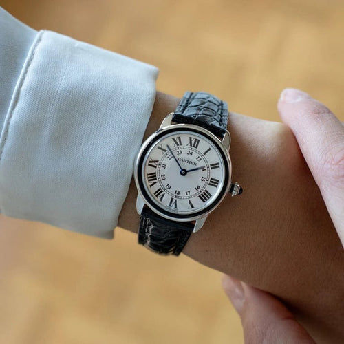 Montre Cartier Ronde Solo - Montre ronde SM en acier 58 Facettes