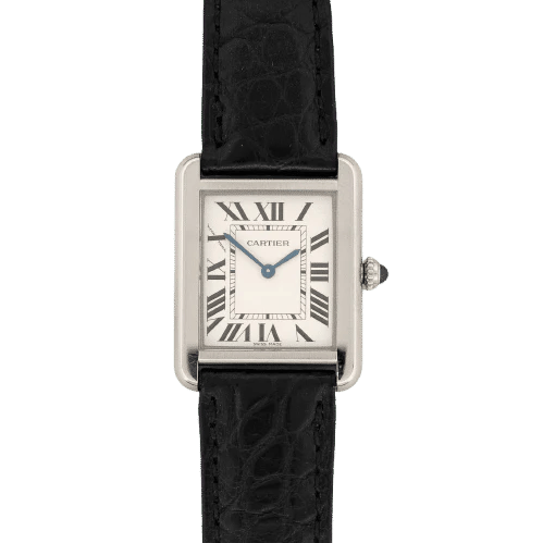 Montre Cartier Tank Solo - Montre quartz acier cadran ivoire chiffres romains 58 Facettes