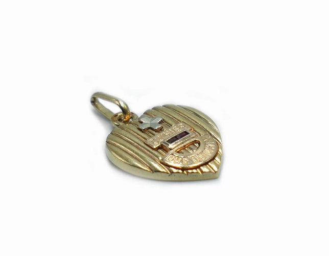 Pendentif Augis - Médaille cœur en or jaune 18 carats avec pierre rouge 58 Facettes