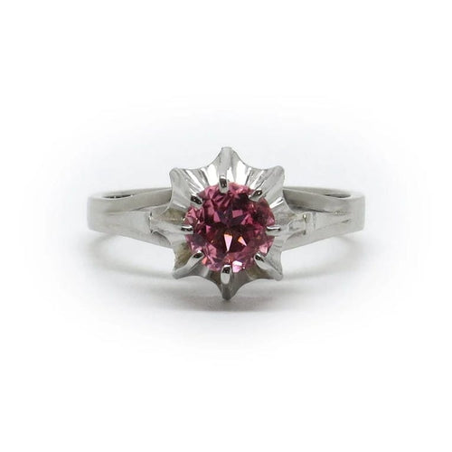 Bague 49.5 Bague solitaire chaton miroir en or 18 carats et platine, tourmaline rose 58 Facettes