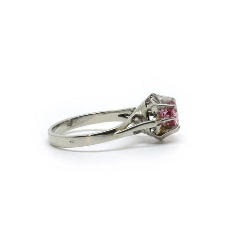 Bague 49.5 Bague solitaire chaton miroir en or 18 carats et platine, tourmaline rose 58 Facettes