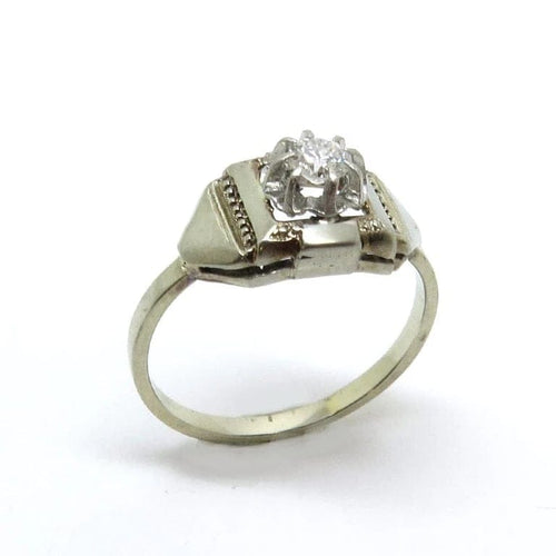 Bague 52 Bague Art déco en or blanc 18 carats et diamant 0,17 ct 58 Facettes