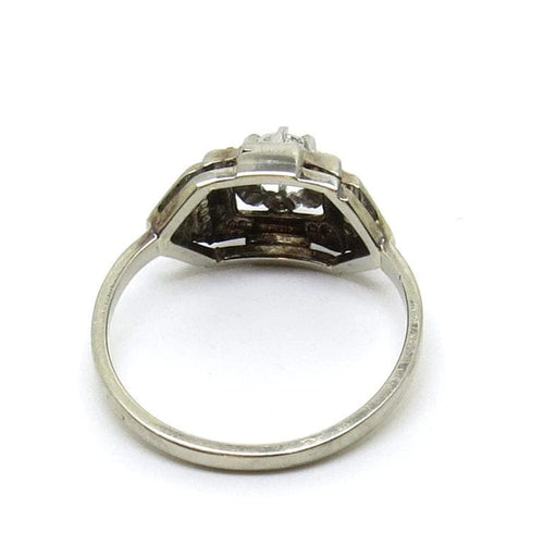 Bague 52 Bague Art déco en or blanc 18 carats et diamant 0,17 ct 58 Facettes