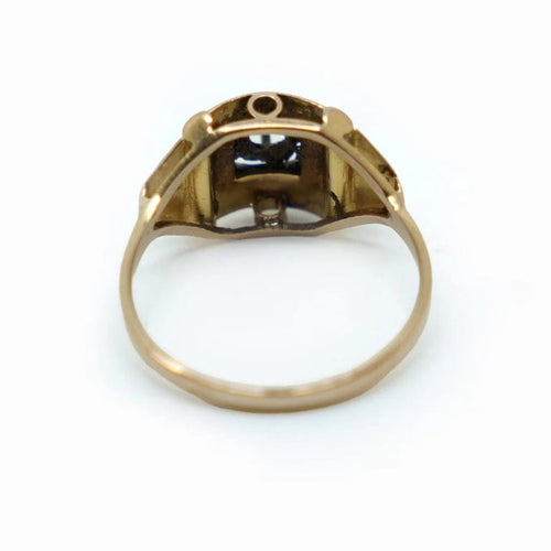 Bague 54.5 Bague vintage en or jaune et or blanc avec diamant 58 Facettes