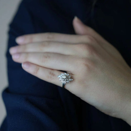 Bague 50.5 Bague vintage en or blanc et diamants 58 Facettes