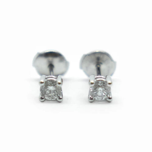 Boucles d'oreilles Puces d’oreilles en or blanc 18 carats et diamants 0,22 ct 58 Facettes