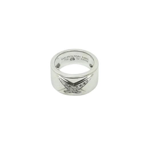 Bague 52 Mauboussin Étoile Divine - Bague bandeau en or blanc 18 carats et diamants 58 Facettes
