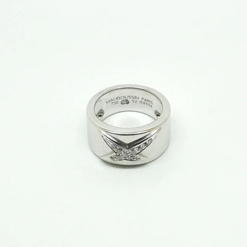 Bague 52 Mauboussin Étoile Divine - Bague bandeau en or blanc 18 carats et diamants 58 Facettes