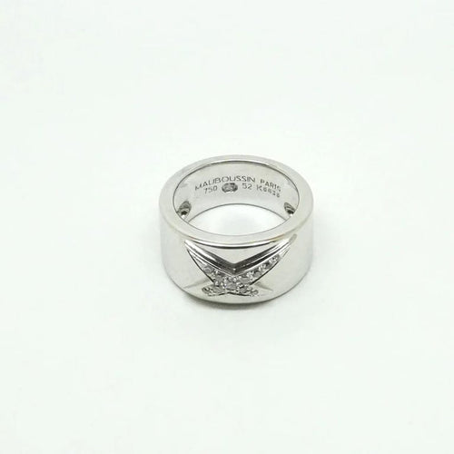 Bague 52 Mauboussin Étoile Divine - Bague bandeau en or blanc rhodié et diamants 58 Facettes