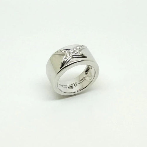 Bague 52 Mauboussin Étoile Divine - Bague bandeau en or blanc rhodié et diamants 58 Facettes