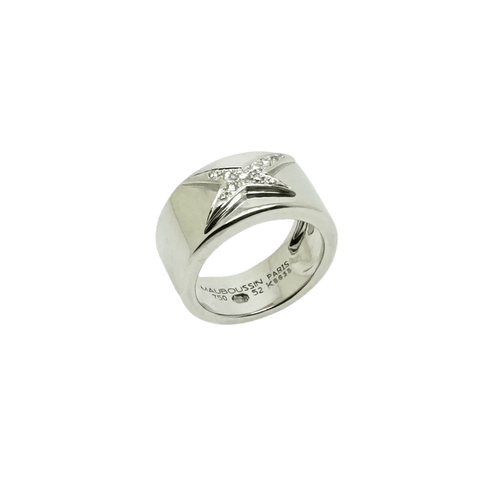 Bague 52 Mauboussin Étoile Divine - Bague bandeau en or blanc rhodié et diamants 58 Facettes