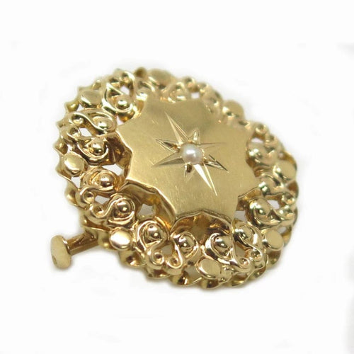 Broche Broche ronde en or jaune 18 carats et perle 58 Facettes