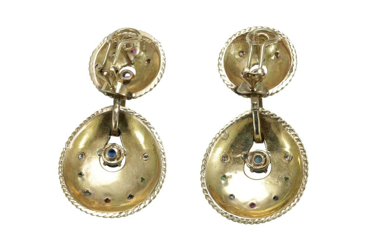 Boucles d'oreilles Boucles d’oreilles vintage en or jaune 14 carats avec diamants et pierres 58 Facettes 0402