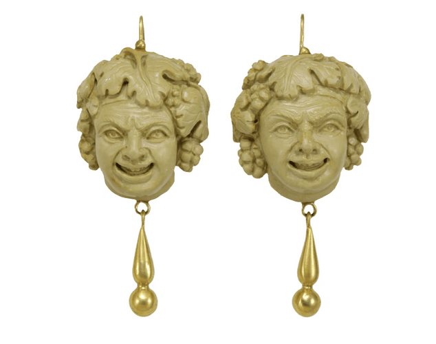 Boucles d'oreilles Boucles d'oreilles Bacchus - Camées en pierre de lave en or 14 carats 58 Facettes 7396