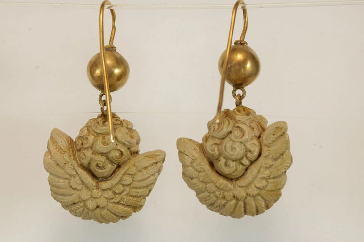 Boucles d'oreilles Boucles d’oreilles antiques - Camées de lave en or 14 carats 58 Facettes 7446