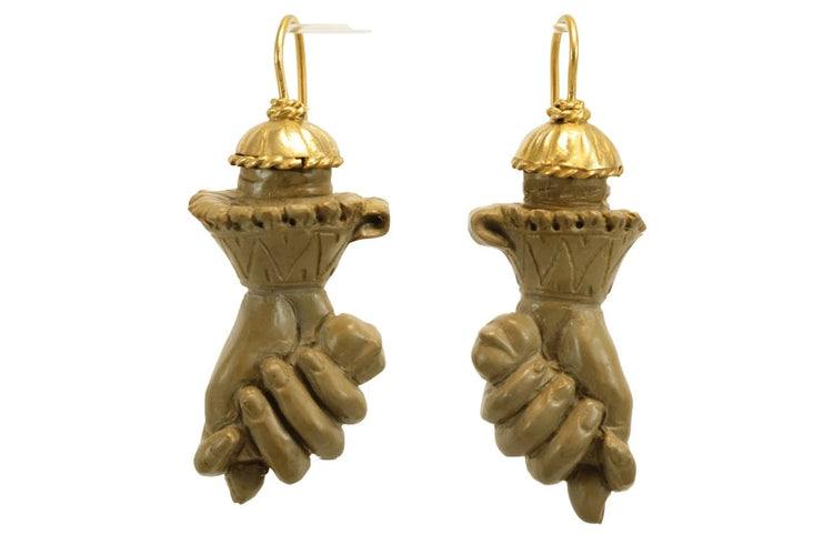 Boucles d'oreilles Boucles d’oreilles - Figa antiques en or 14 carats et lave de Sicile 58 Facettes 7458