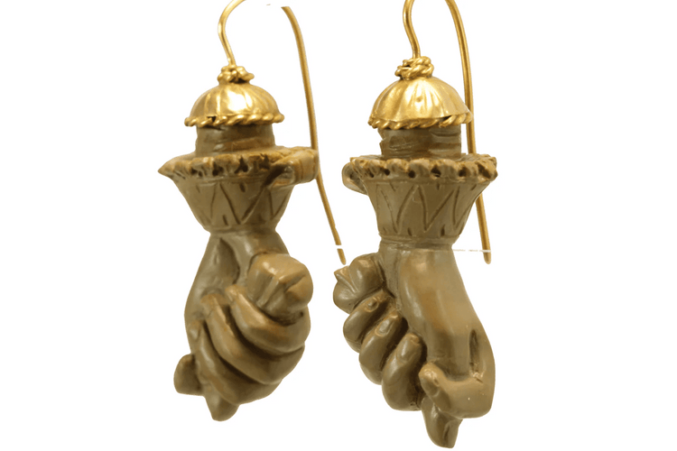 Boucles d'oreilles Boucles d’oreilles - Figa antiques en or 14 carats et lave de Sicile 58 Facettes 7458
