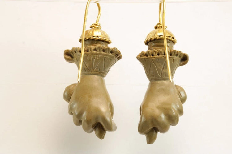 Boucles d'oreilles Boucles d’oreilles - Figa antiques en or 14 carats et lave de Sicile 58 Facettes 7458
