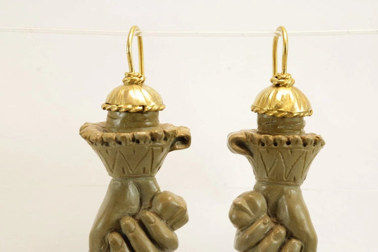 Boucles d'oreilles Boucles d’oreilles - Figa en lave sculptée et or 14 carats 58 Facettes