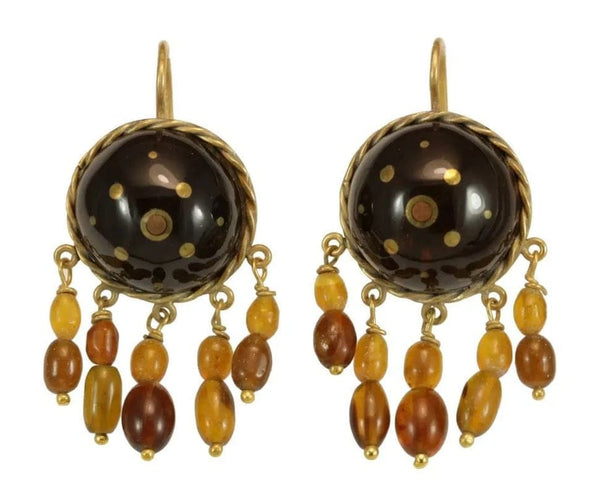 Boucles d'oreilles Boucles d'oreilles anciennes en or 14 carats et écaille de tortue 58 Facettes 7608
