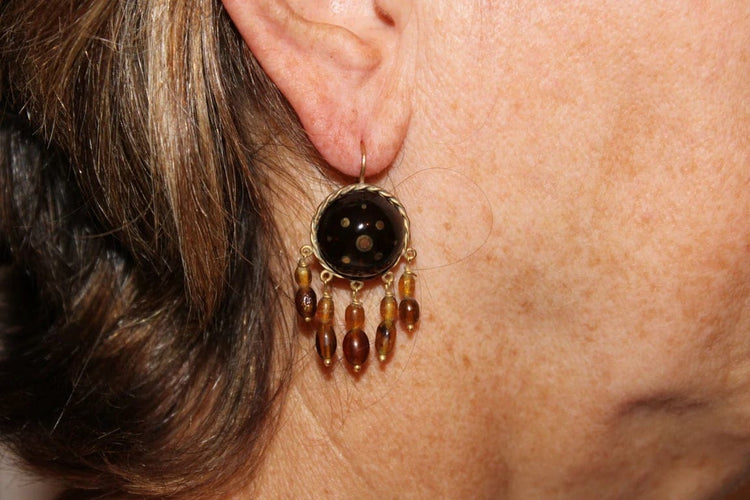 Boucles d'oreilles Boucles d'oreilles anciennes en or 14 carats et écaille de tortue 58 Facettes 7608