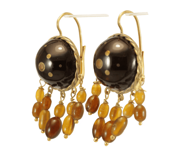 Boucles d'oreilles Boucles d'oreilles anciennes en or 14 carats et écaille de tortue 58 Facettes 7608