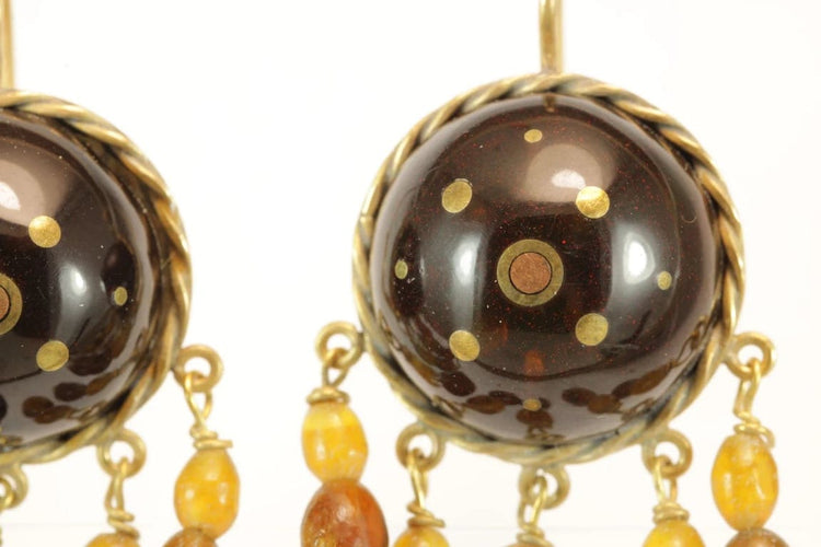 Boucles d'oreilles Boucles d'oreilles anciennes en or 14 carats et écaille de tortue 58 Facettes 7608