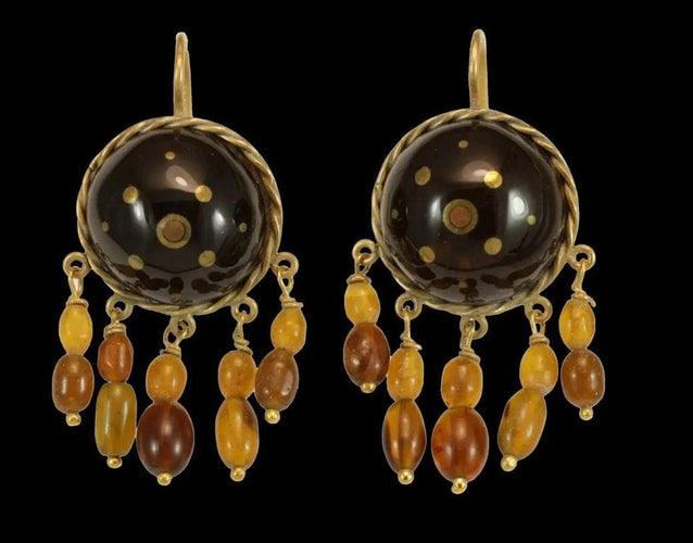 Boucles d'oreilles Boucles d'oreilles anciennes en or 14 carats et écaille de tortue 58 Facettes 7608