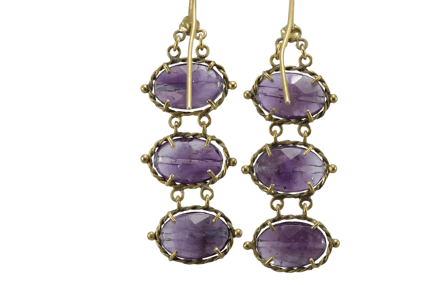 Boucles d'oreilles Boucles d'oreilles anciennes en or 14 carats et améthystes 58 Facettes 7338