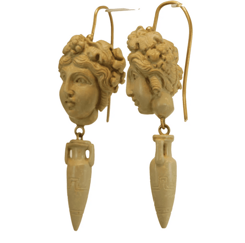 Boucles d'oreilles Boucles d'oreilles - Camées antiques en pierre de lave en or 14 carats 58 Facettes 7604