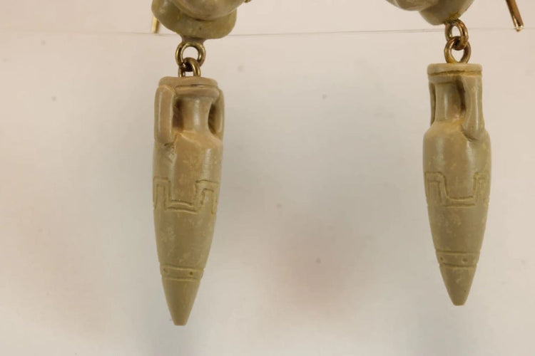 Boucles d'oreilles Boucles d'oreilles - Camées antiques en pierre de lave en or 14 carats 58 Facettes 7604