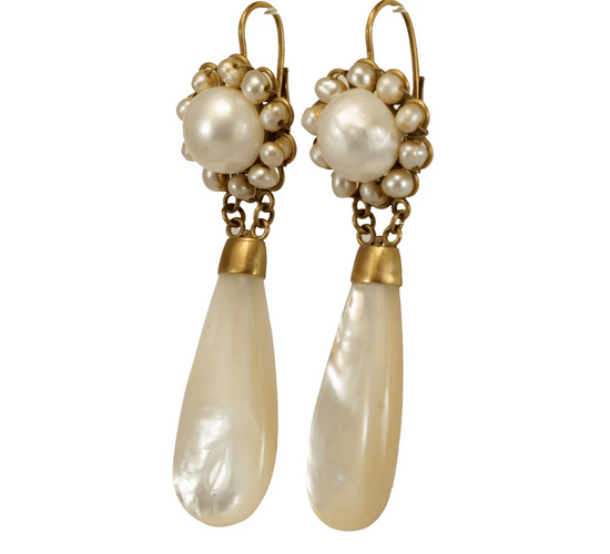 Boucles d'oreilles Boucles d'oreilles anciennes en or 14 carats et perles naturelles 58 Facettes 7594