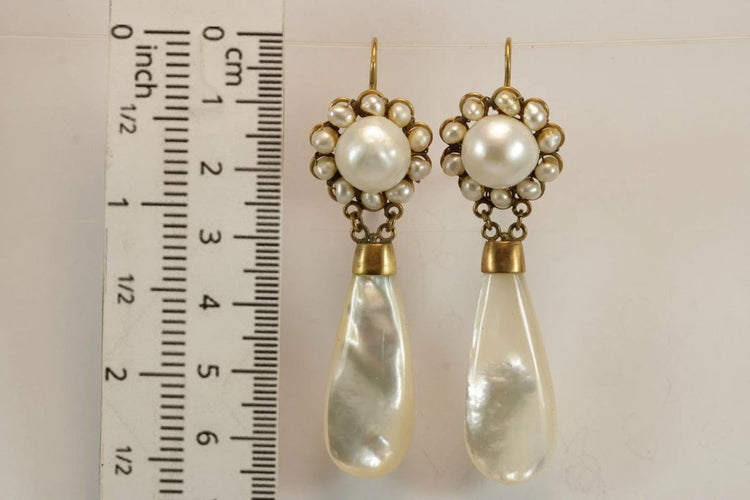 Boucles d'oreilles Boucles d'oreilles anciennes en or 14 carats et perles naturelles 58 Facettes 7594