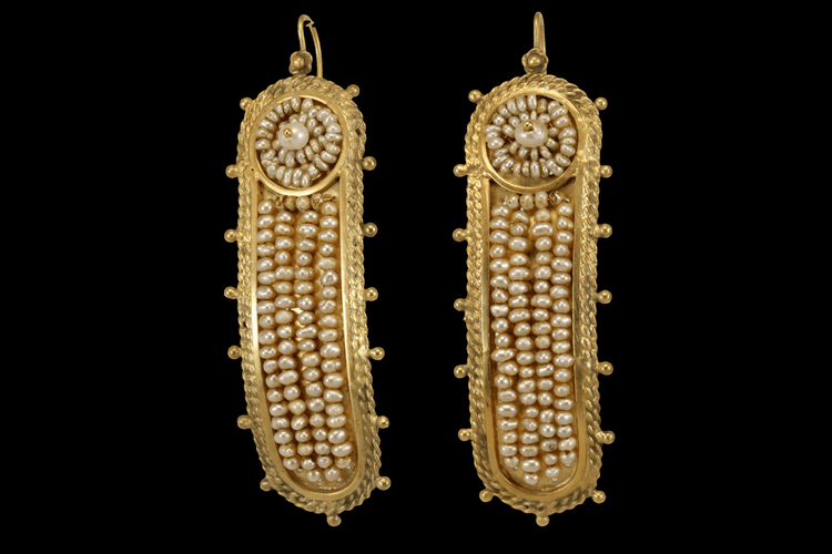 Boucles d'oreilles Boucles d'oreilles anciennes - Perles naturelles en or 14 carats 58 Facettes 7624