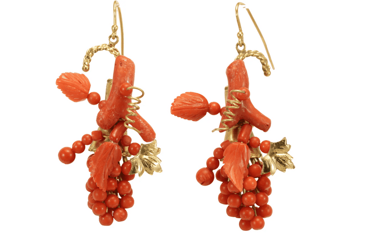 Boucles d'oreilles Boucles d’oreilles anciennes - Corail de Sicile en or 14K 58 Facettes 7630