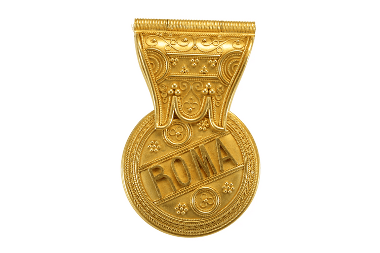 Pendentif Castellani - Pendentif Bulla en or jaune 18 carats vers 1860 58 Facettes 7490