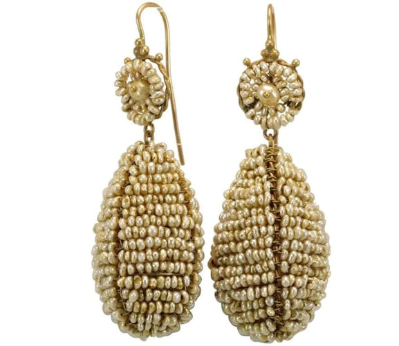 Boucles d'oreilles Boucles d’oreilles anciennes gouttes en or 14 carats et perles 58 Facettes 7628