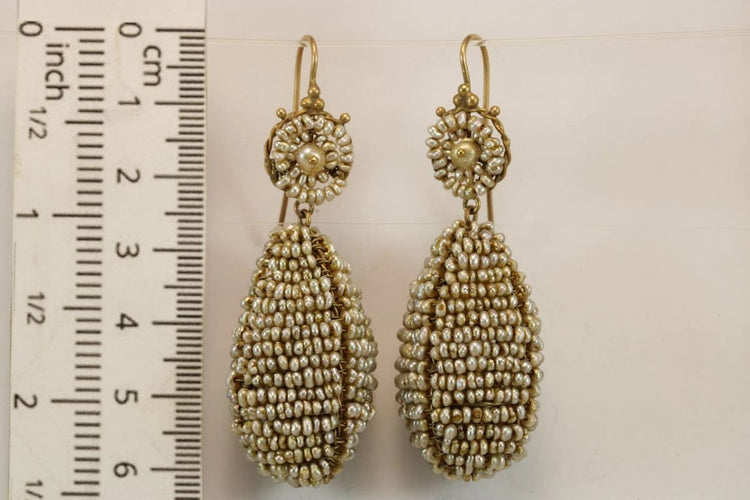 Boucles d'oreilles Boucles d’oreilles anciennes gouttes en or 14 carats et perles 58 Facettes 7628