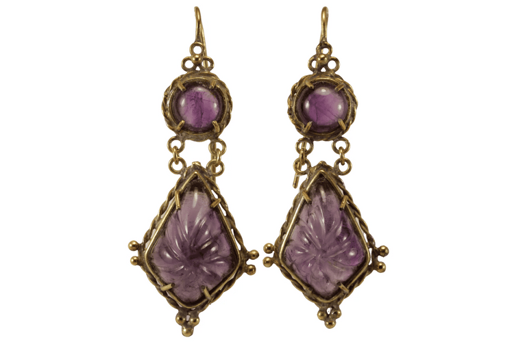 Boucles d'oreilles Boucles d'oreilles anciennes en or 14 carats et améthystes 58 Facettes 7618