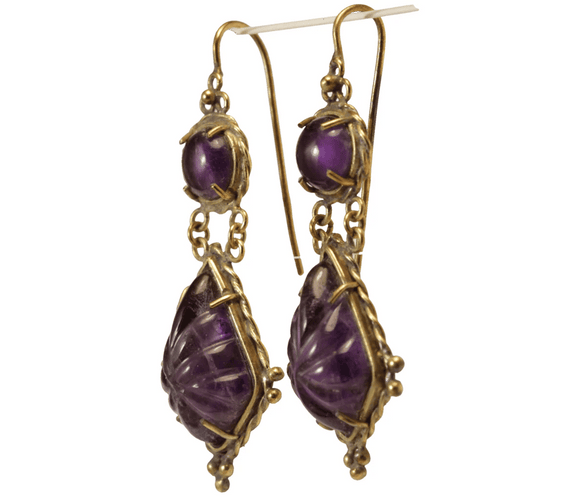 Boucles d'oreilles Boucles d'oreilles anciennes en or 14 carats et améthystes 58 Facettes 7618