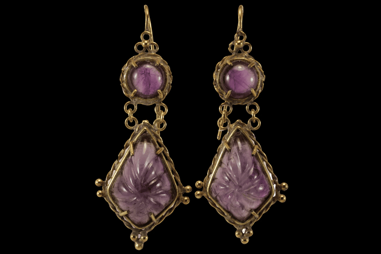 Boucles d'oreilles Boucles d'oreilles anciennes en or 14 carats et améthystes 58 Facettes 7618