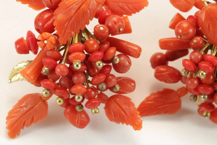 Boucles d'oreilles Boucles d’oreilles anciennes en or 14 carats et corail 58 Facettes 7650