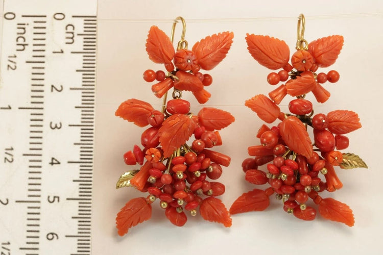 Boucles d'oreilles Boucles d’oreilles anciennes en or 14 carats et corail 58 Facettes 7650
