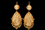 Boucles d'oreilles Boucles d’oreilles anciennes camées corniola en or jaune 14 carats 58 Facettes 7654
