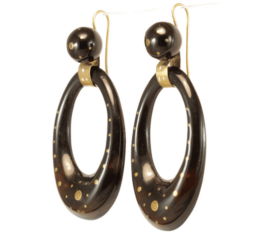Boucles d'oreilles Boucles d'oreilles créoles anciennes en or 14 carats et écaille de tortue 58 Facettes 7646