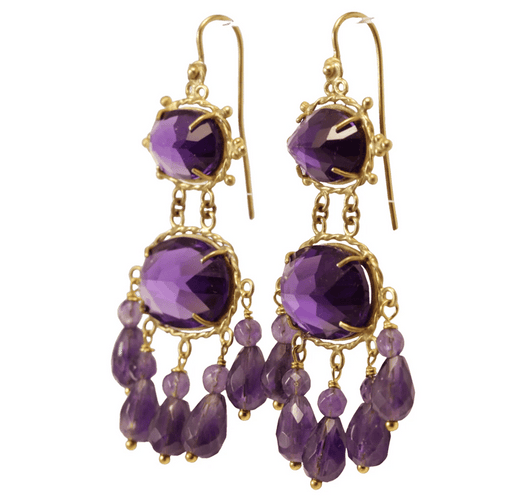 Boucles d'oreilles Boucles d'oreilles anciennes en or 14 carats et améthystes 58 Facettes 7674