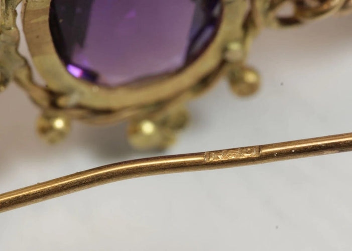 Boucles d'oreilles Boucles d'oreilles anciennes en or 14 carats et améthystes 58 Facettes 7674
