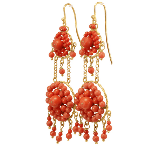 Boucles d'oreilles Boucles d'oreilles anciennes en or 14 carats et corail 58 Facettes 7668