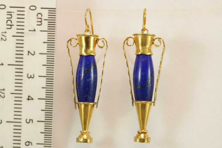 Boucles d'oreilles Castellani - Boucles d’oreilles amphores en or jaune et lapis-lazuli 58 Facettes 7684